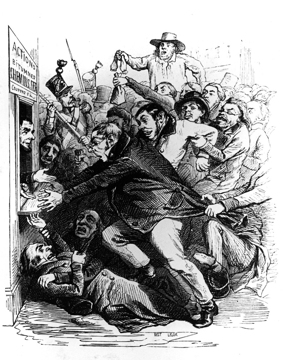 Os acionistas, gravura após desenho de Jean Ignace Isidore aka JJ Grandville de Grandville (1803 47)