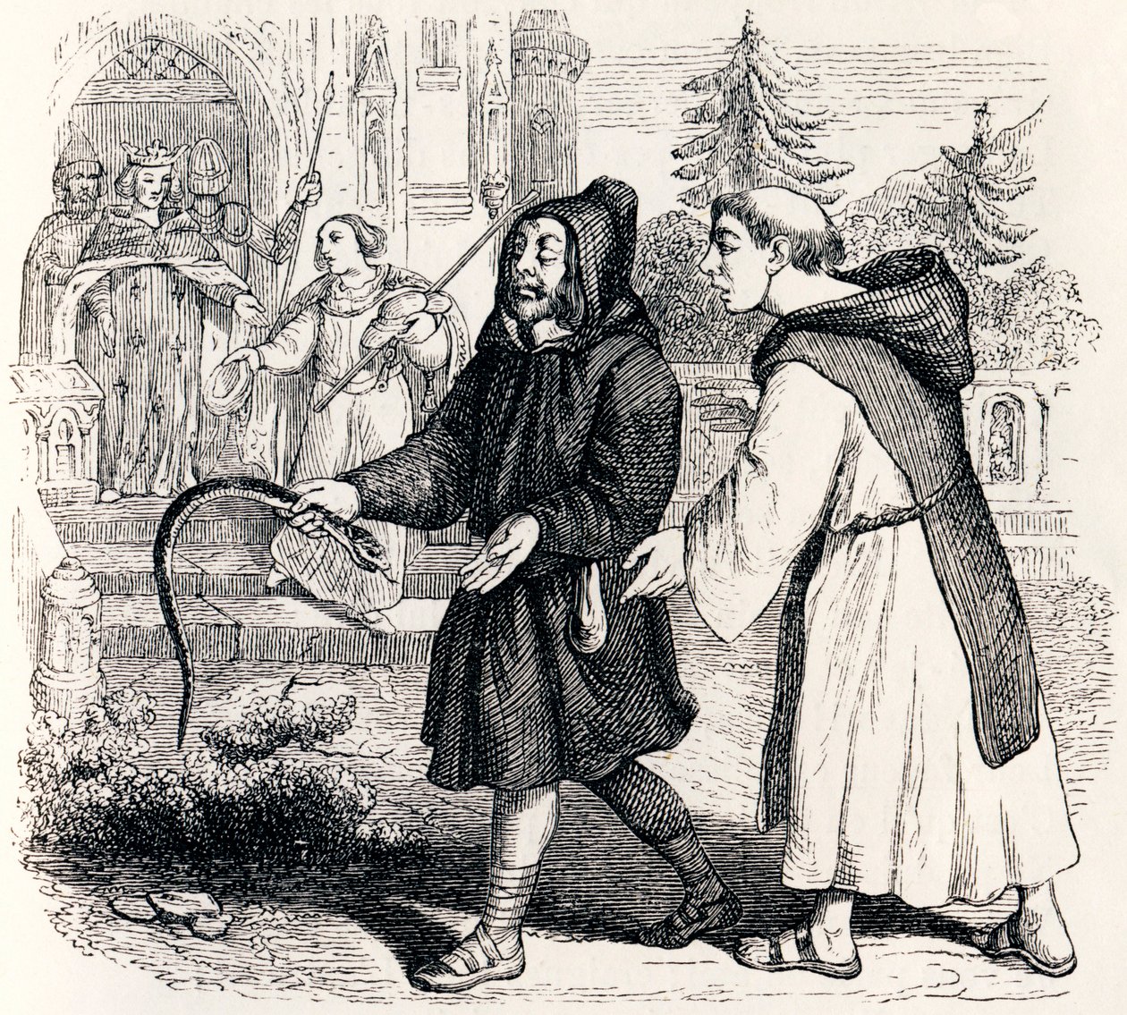 O shepard e o rei (Le berger et le roi) - Fábulas de La Fontaine de Grandville