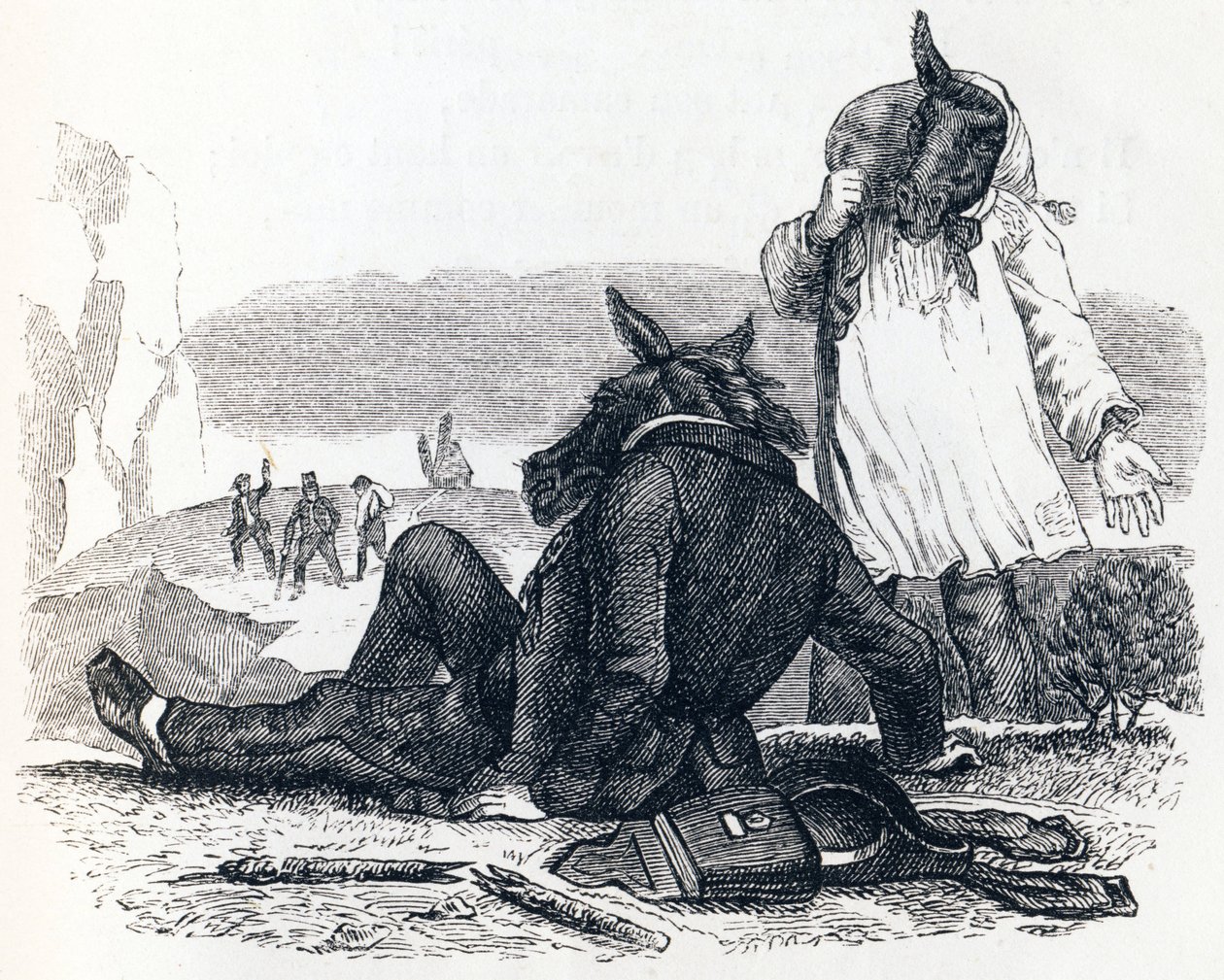 As duas Mulas - Fábulas de La Fontaine de Grandville