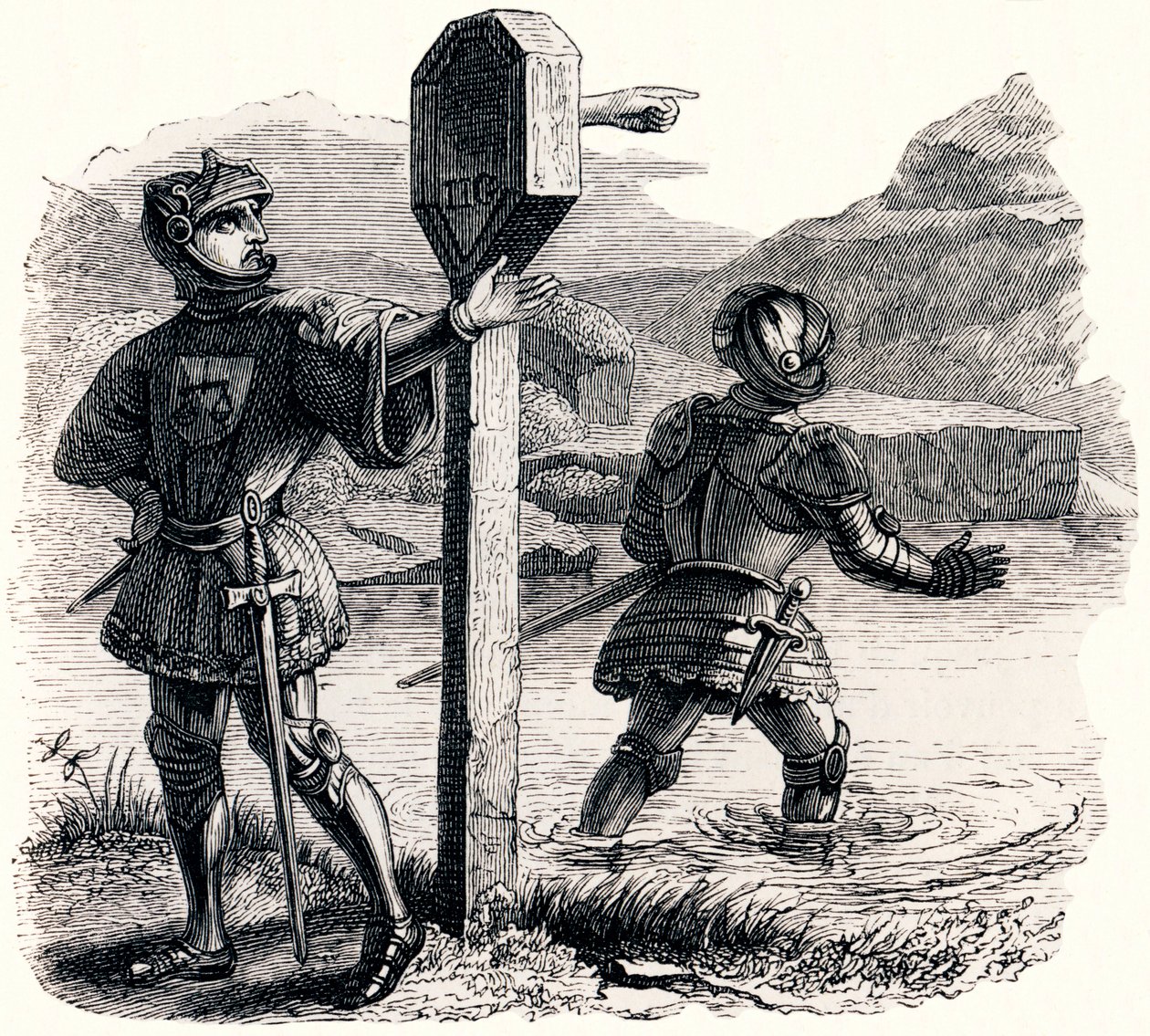 Os dois aventureiros e o talismã (Les deux aventuriers et le talisman) - Fábulas de La Fontaine de Grandville