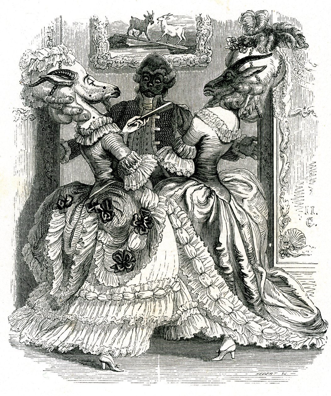 As duas cabras: A fábula de La Fontaine de Grandville (1803 47)
