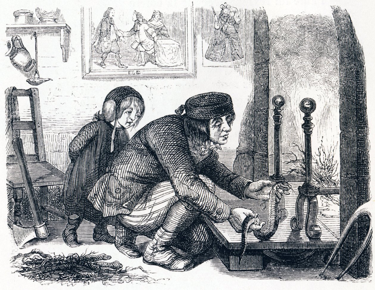 O aldeão e a cobra - Fábulas de La Fontaine de Grandville