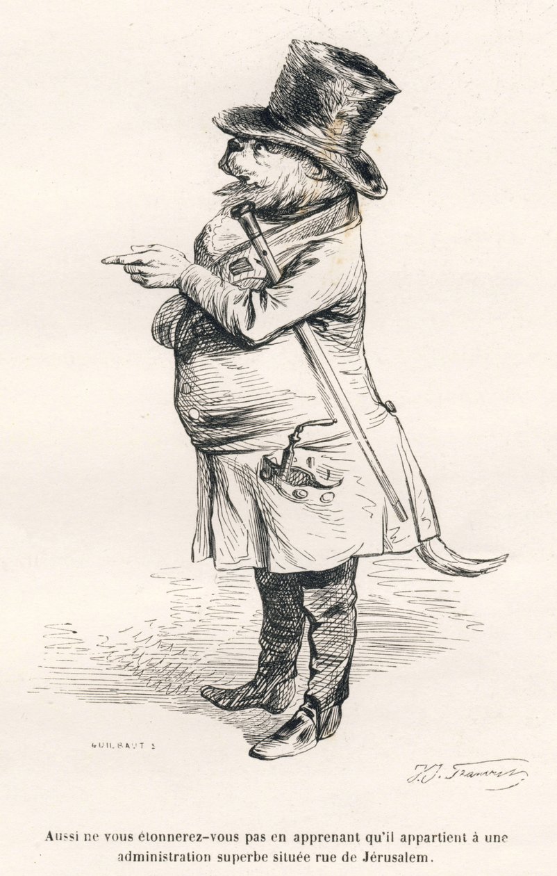 ... pertence a uma administração soberba localizada na rue de Jerusalem. Vinhetas ilustradas por JJ Granville. Gravura assinada por Guilbaut na parte intitulada "Voyage d