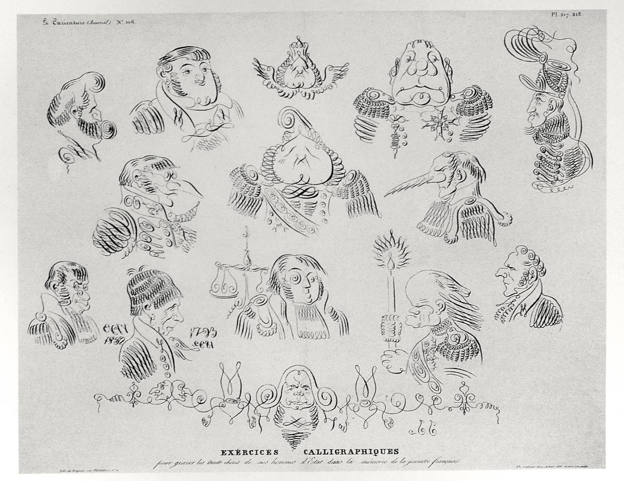 Exercícios caligráficos, 1832 de Grandville