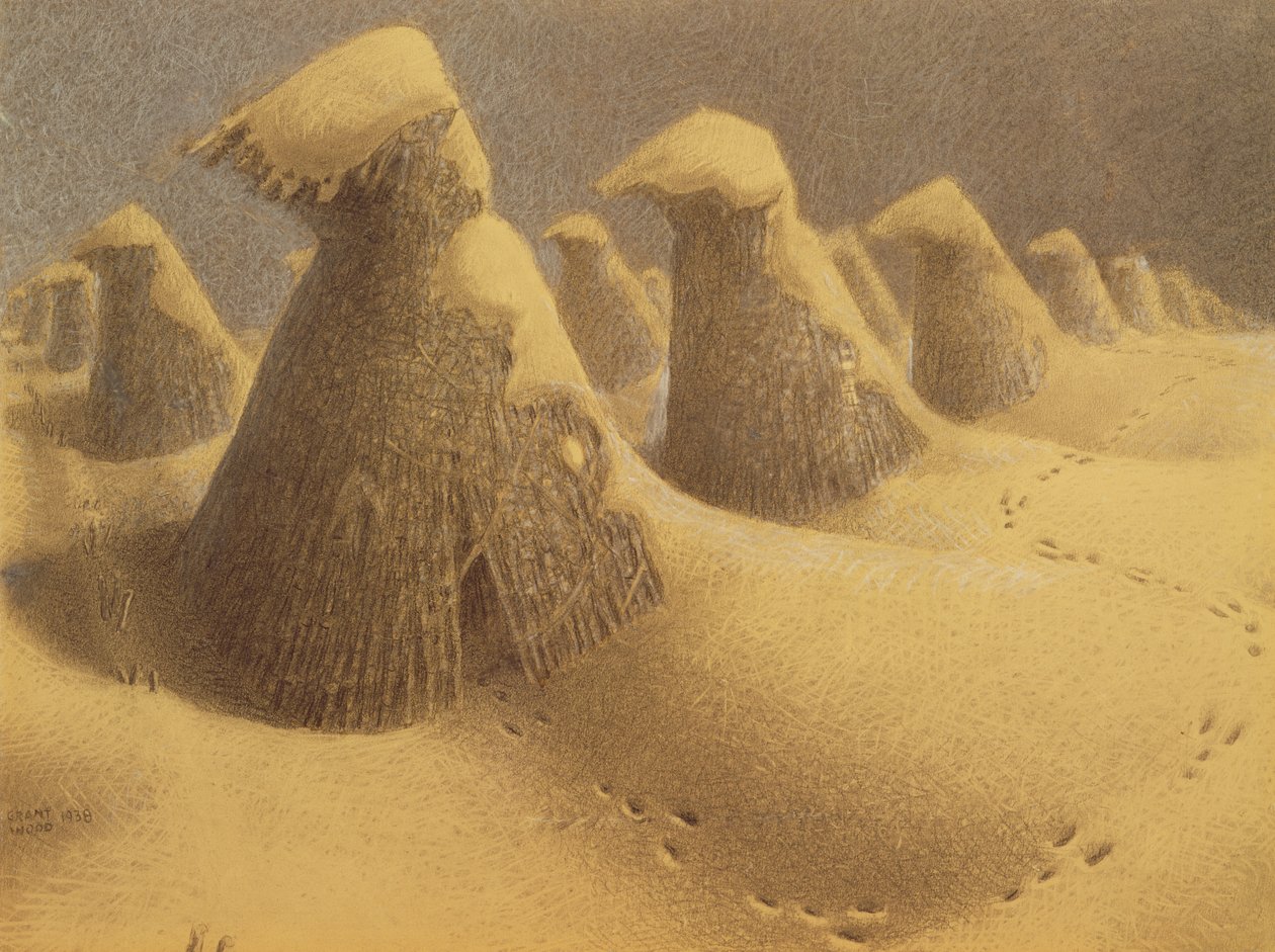 Janeiro de 1938 (carvão e giz) de Grant Wood