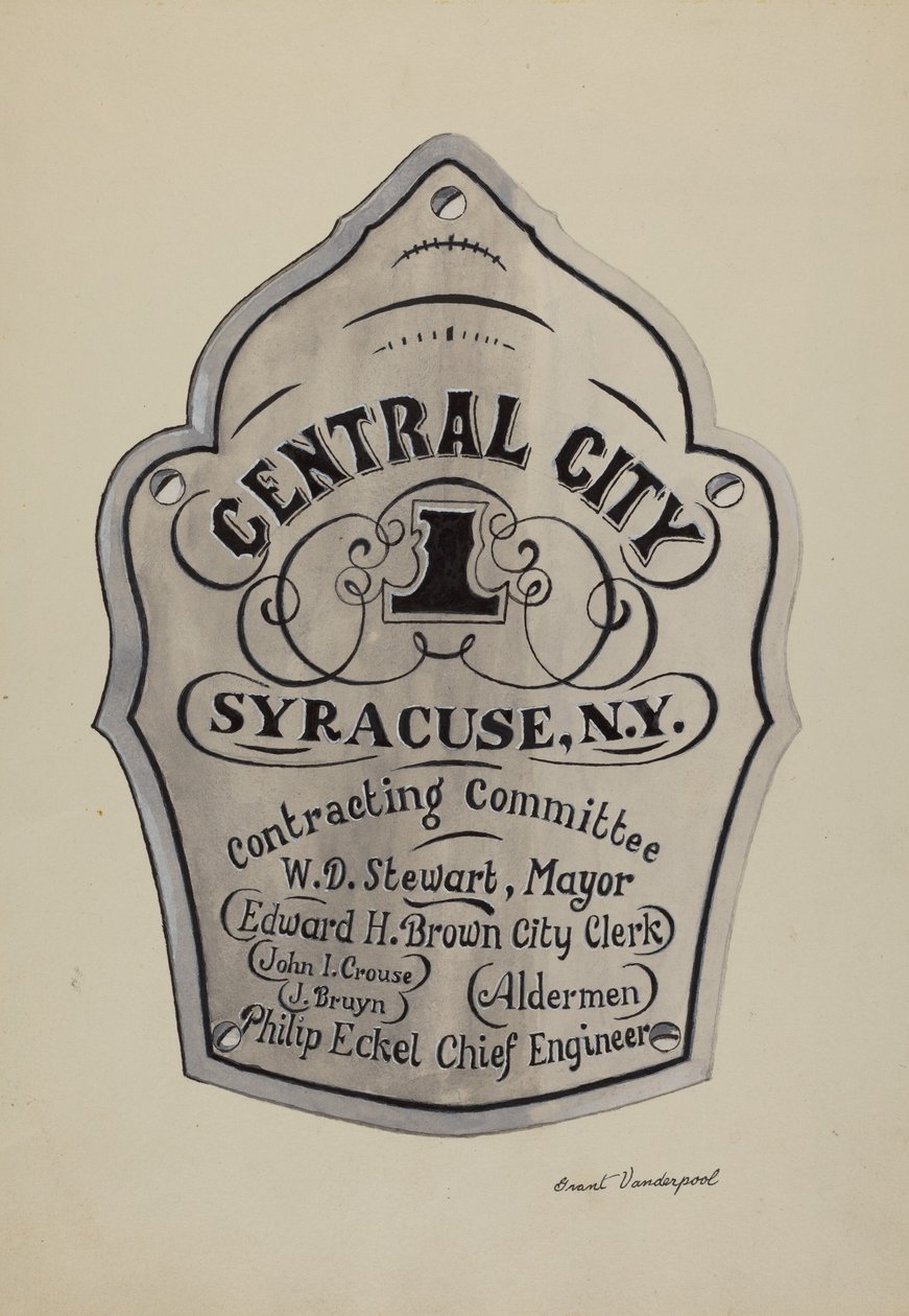 Placa de identificação gravada de Grant Vanderpool