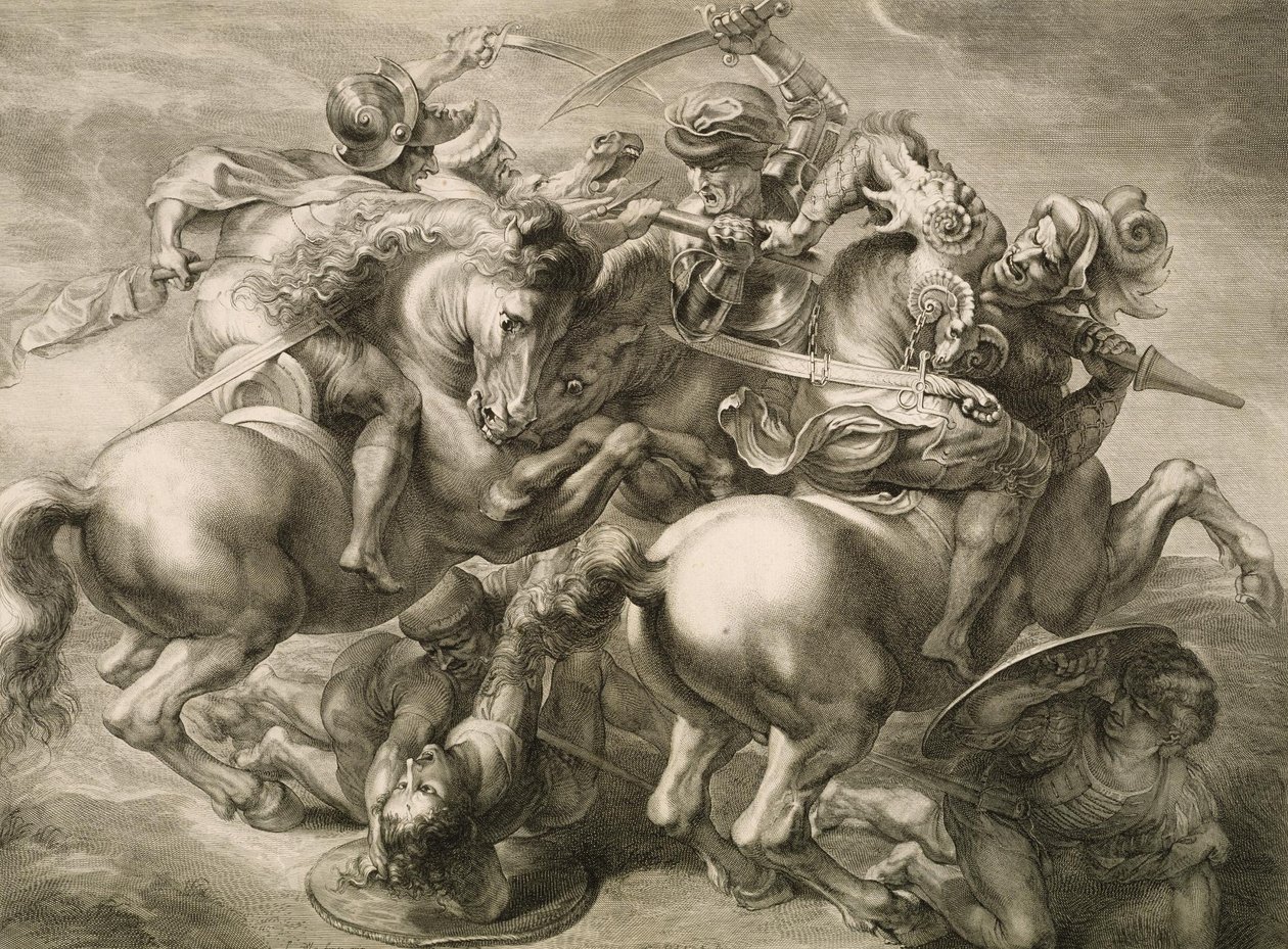 A Batalha dos Quatro Cavaleiros (Batalha de Anghiari) de Gérard Edelinck