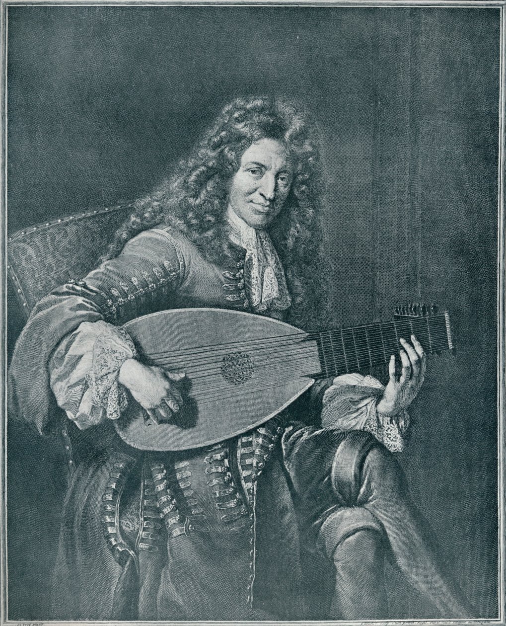 Charles Mouton, c1626-1710. Lutenista francês e compositor de alaúde, 1909 de Gérard Edelinck