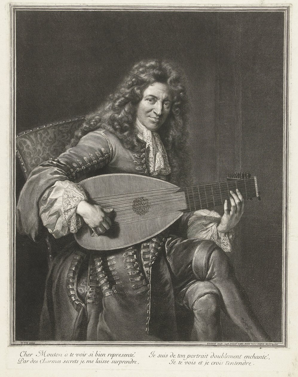 Retrato do Compositor Charles Mouton (c.1626-1710) de Gérard Edelinck