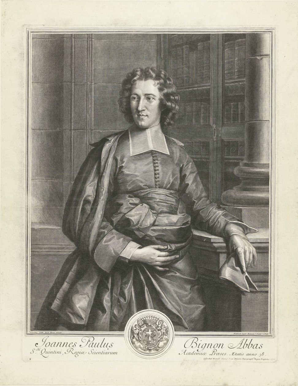 Retrato de Jean Paul Bignon Joannes Paulus Bignon Abbas (título no objeto) de Gérard Edelinck