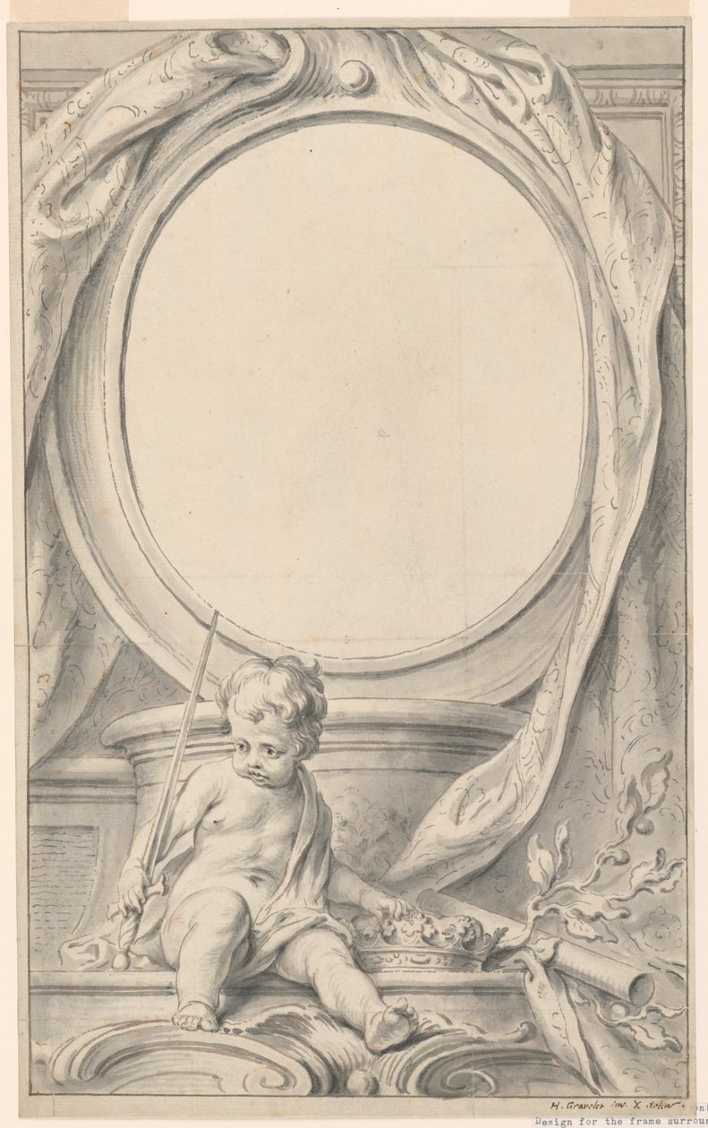 Design para moldura ao redor do retrato de William Russell, primeiro duque de Bedford de Gravelot