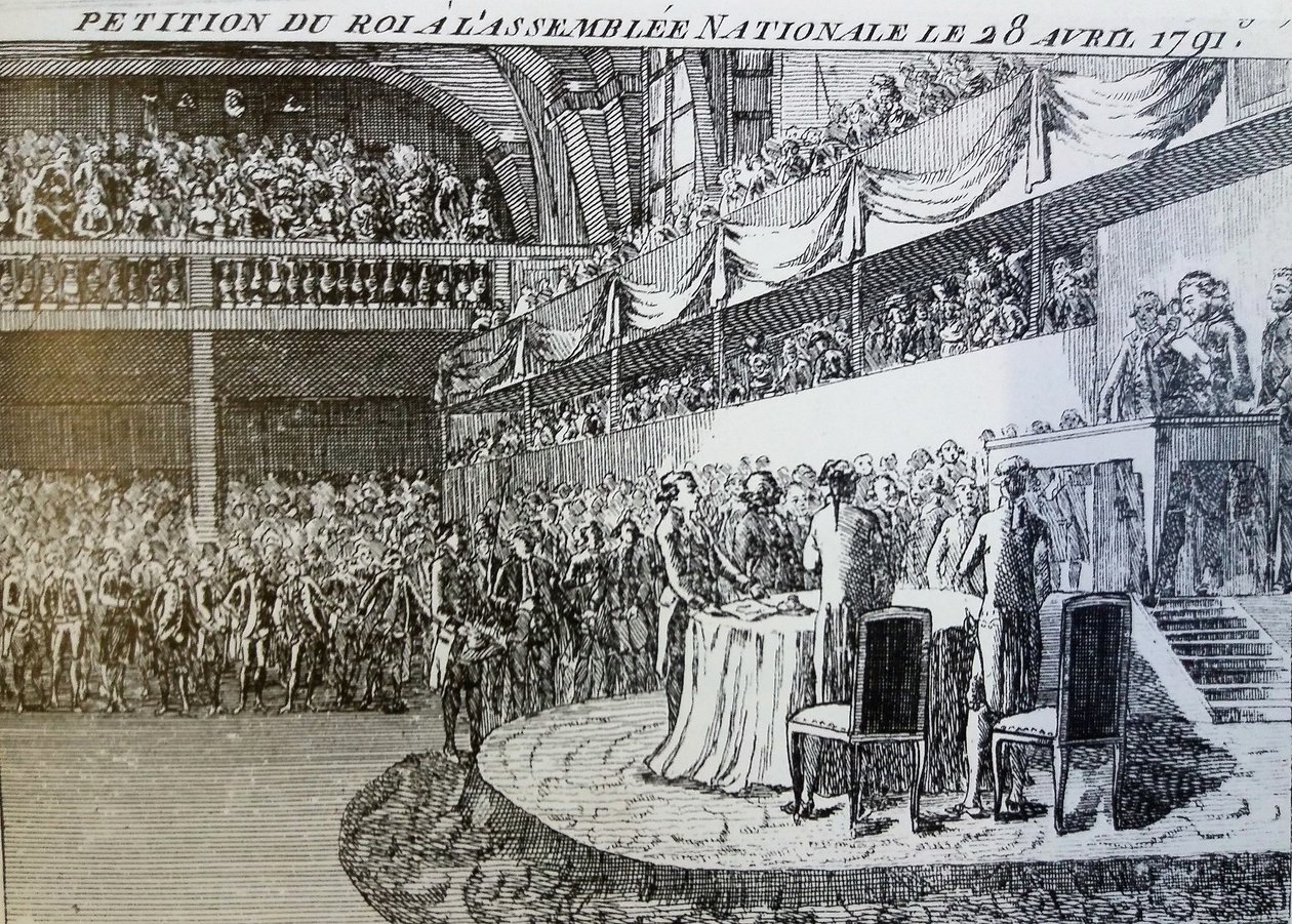 O rei Luís XVI pede à Assembléia de Gravure non signée