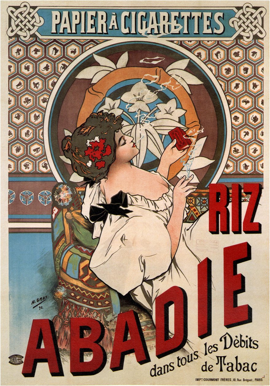Cartaz publicitário para o papel de seda Abadie, 1898 de Gray