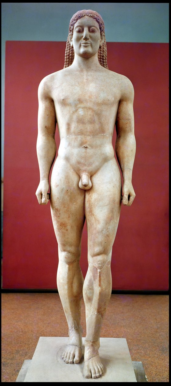 Anavysos Kouros, estátua funerária de Kroisos c.530-520 aC (mármore) de Greek