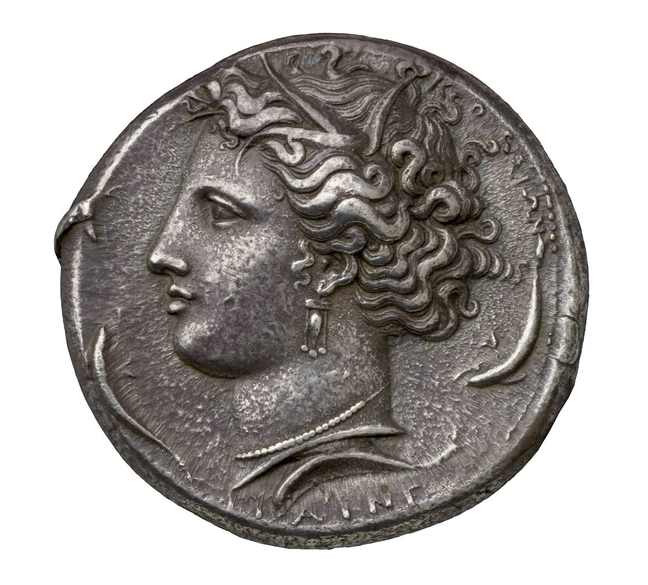 Moeda de prata grega antiga de Siracusa, 404-390 aC (prata) de Greek