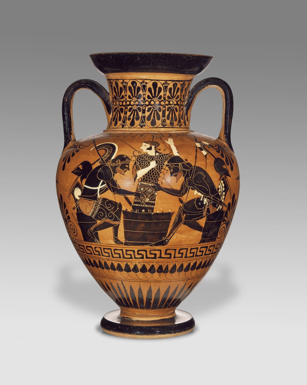 Ânfora de pescoço de figura negra ática ateniense com Ajax e Aquiles, c.510 aC (terracota) de Greek