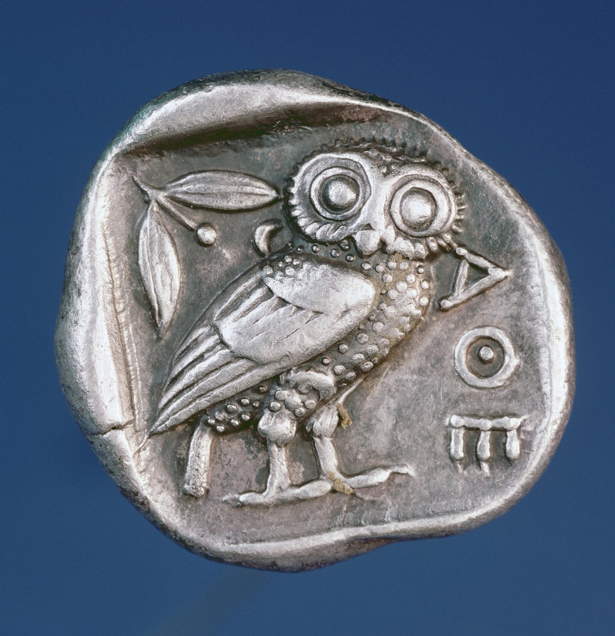 Tetradracma ateniense representando a coruja de Atenas (prata) de Greek