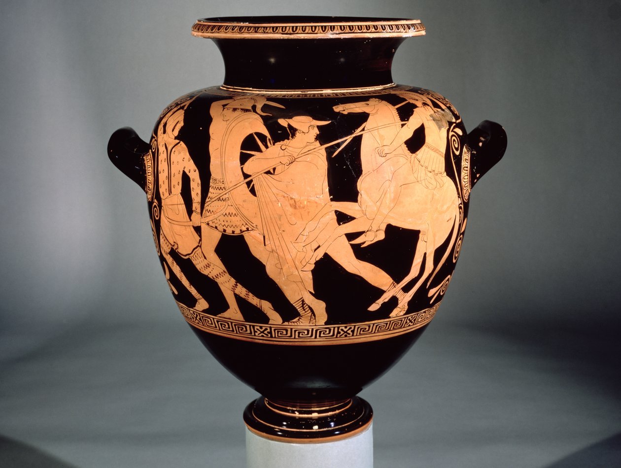 Ânfora ática de figuras vermelhas representando as amazonas e os gregos (cerâmica) de Greek