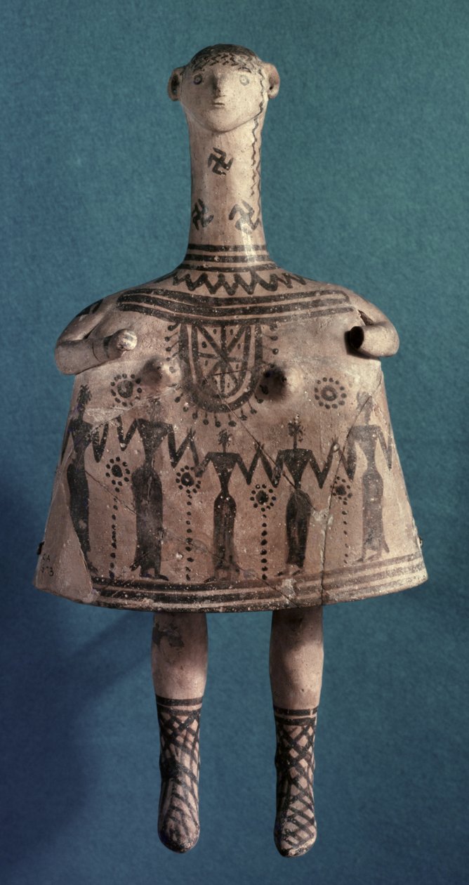 Ídolo de Bell, de Tebas, Beócia, c.700 aC (pedra pintada) de Greek