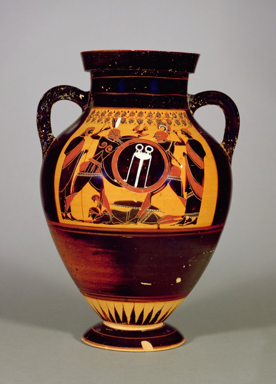Ânfora do ventre representando Príamo e Aquiles, c.550 aC (cerâmica) (ver também 288279, 293741 e 307550) de Greek