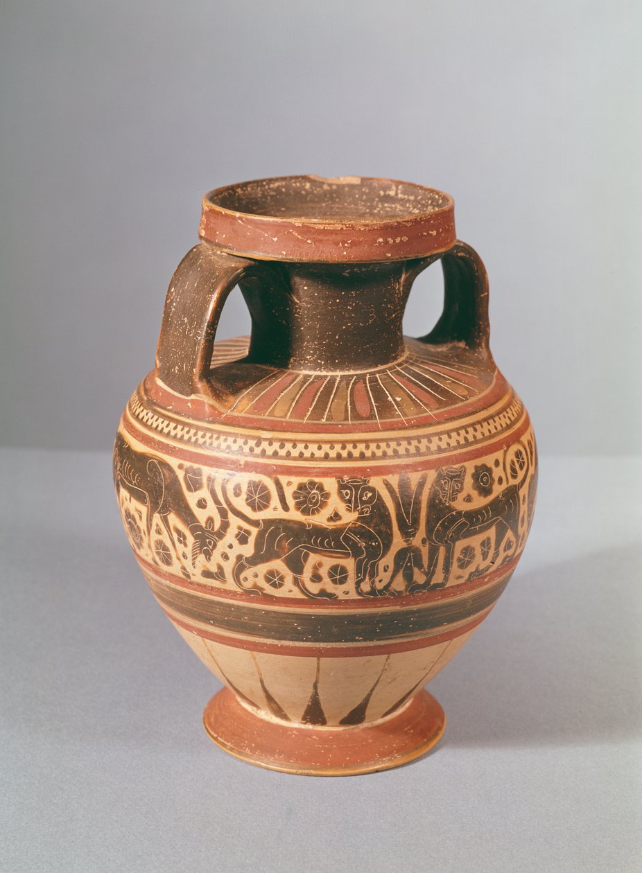 Ânfora em estilo corintiano, c.600 aC (cerâmica) de Greek