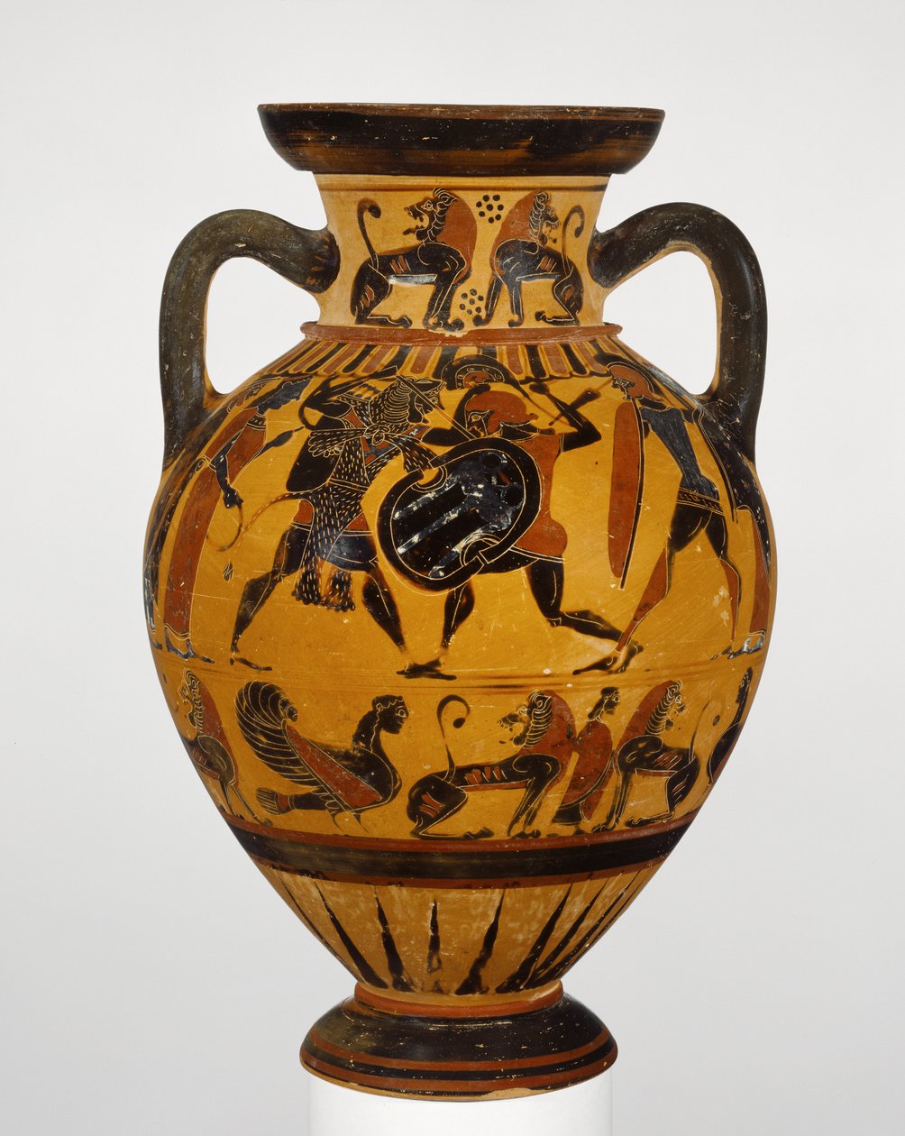 Ânfora de pescoço de figura negra eubeana, c.570-60 aC (terracota) de Greek
