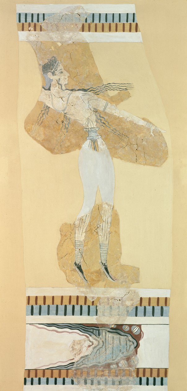 Fragmento de um afresco representando um Taureador do palácio em Knossos, tarde minóica I período de Greek