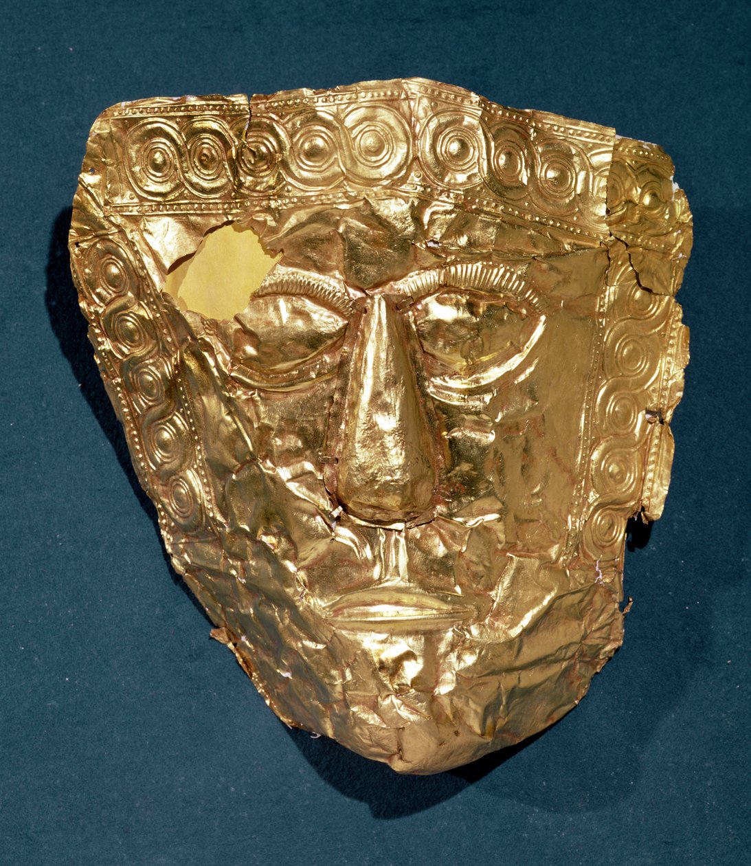 Máscara funerária, da Necrópole Trebeniste, Lago Ohrid, Macedônia (ouro) de Greek
