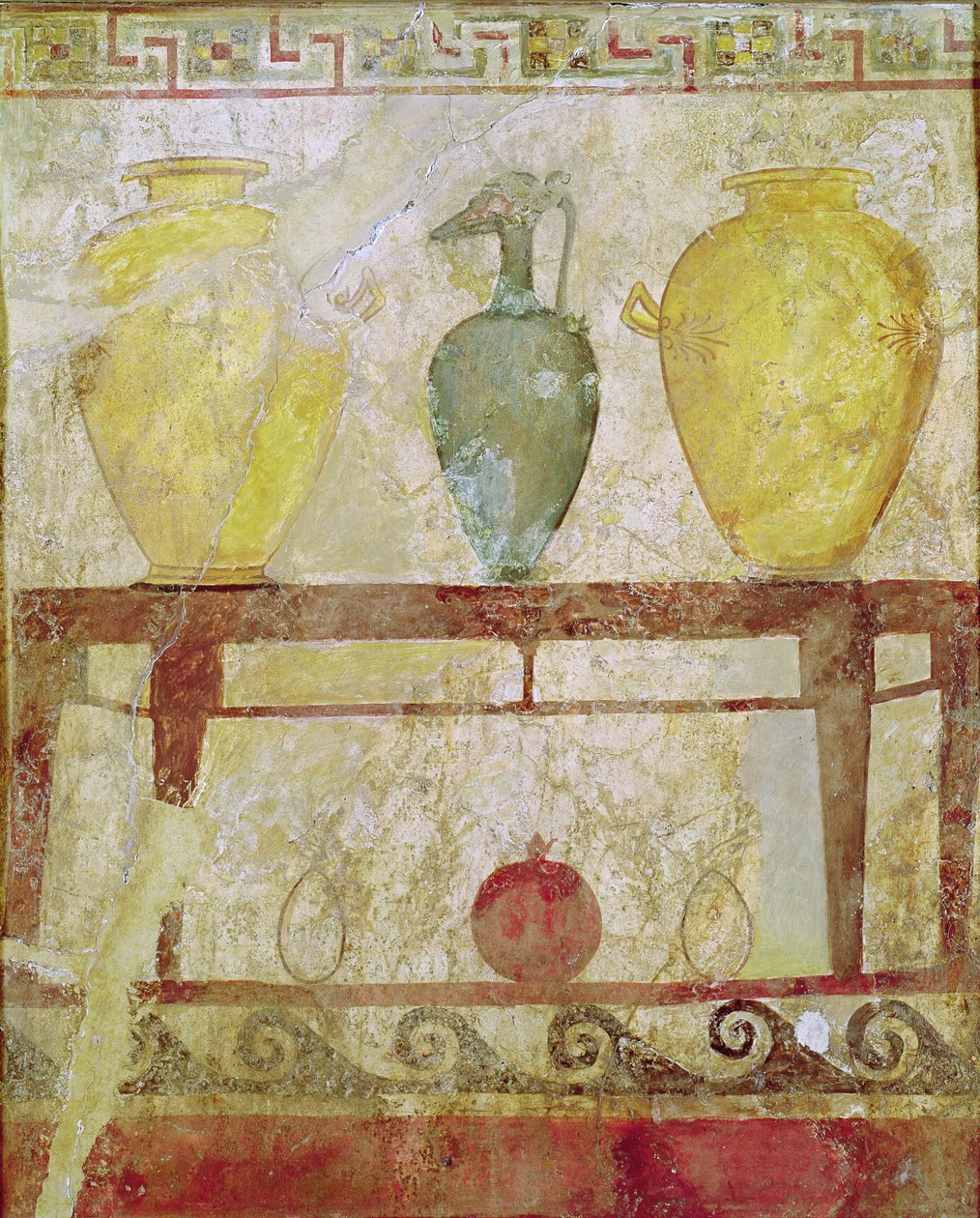 Placa funerária com oferenda de vasos, tumba de Paestum de Greek