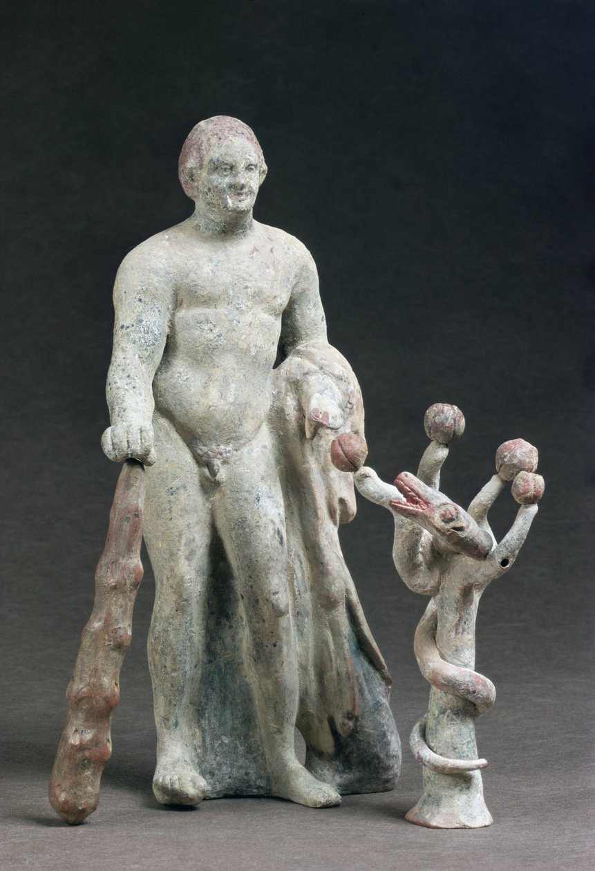 Heracles com a Maçã das Hespérides, c.160-140 aC (terracota) de Greek