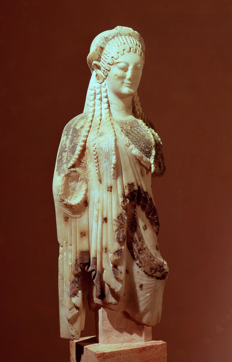 Figura Kore, c.510 aC (mármore) (ver também 277233) de Greek