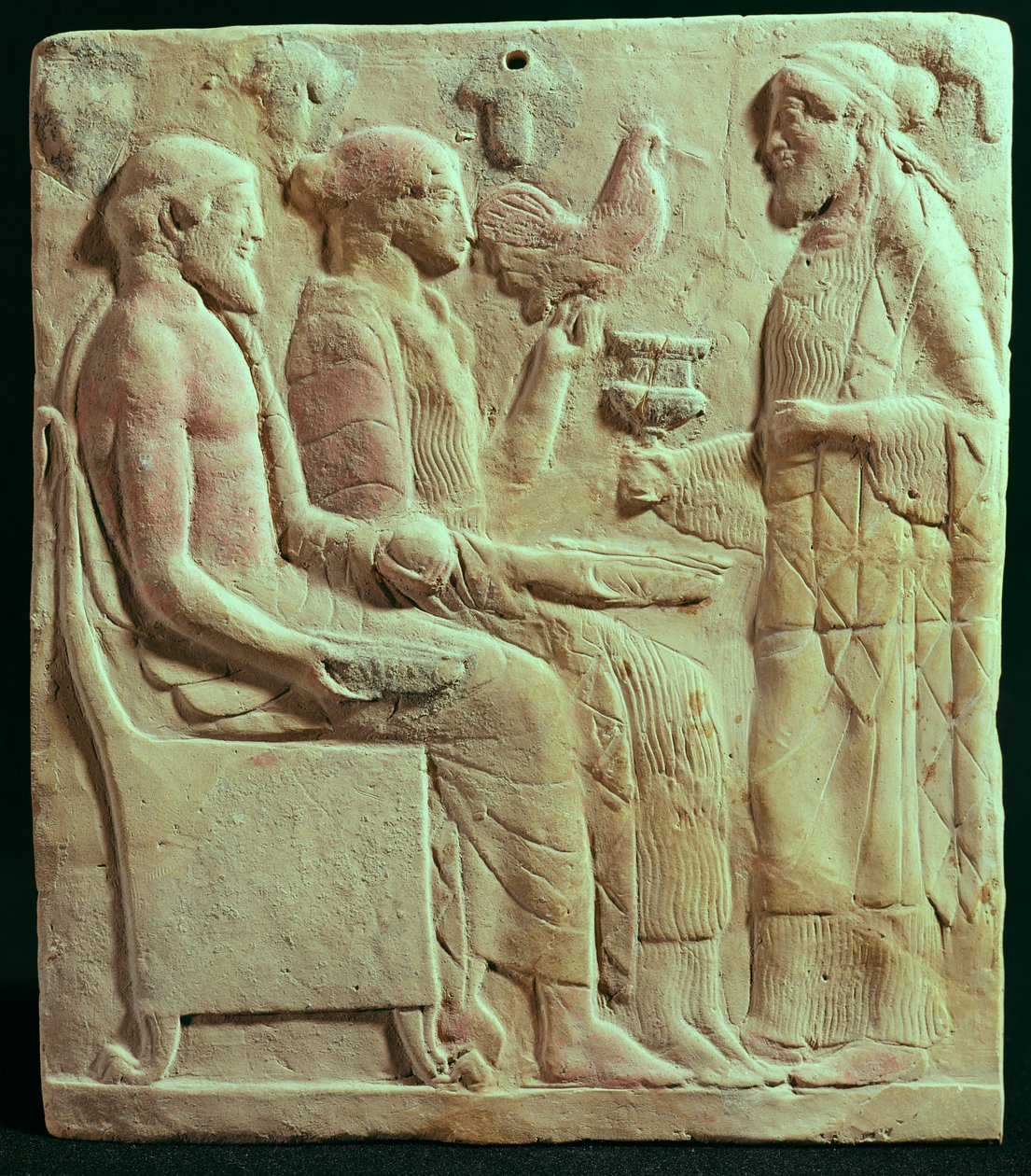 Placa representando uma oferenda, c.450 aC (terracota) de Greek