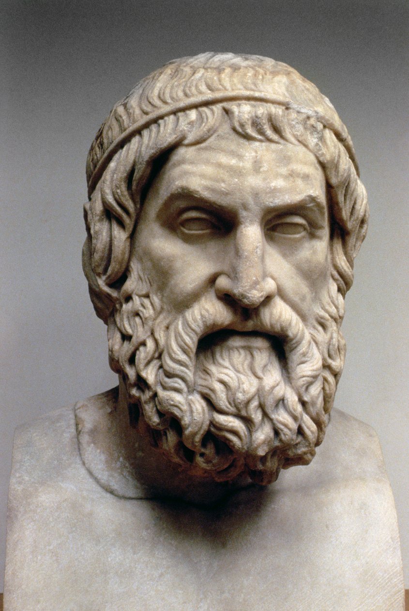 Busto de retrato de Sófocles (c.496-05 aC) (mármore) de Greek