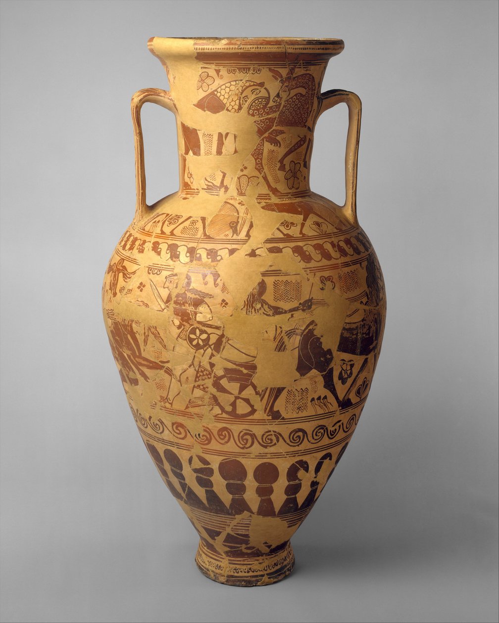 Jarra de armazenamento de ânfora de pescoço de terracota, c.650 aC (terracota) de Greek