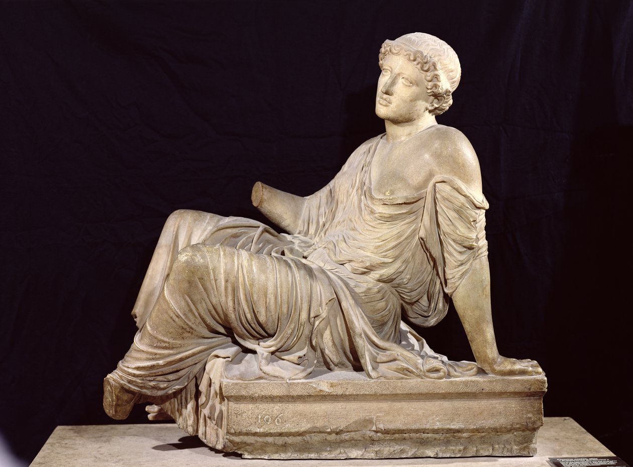 Mulher, sentada, altar, &39;the, supplicant, Barberini&39;, c.440-430, bc, (marble) de Greek