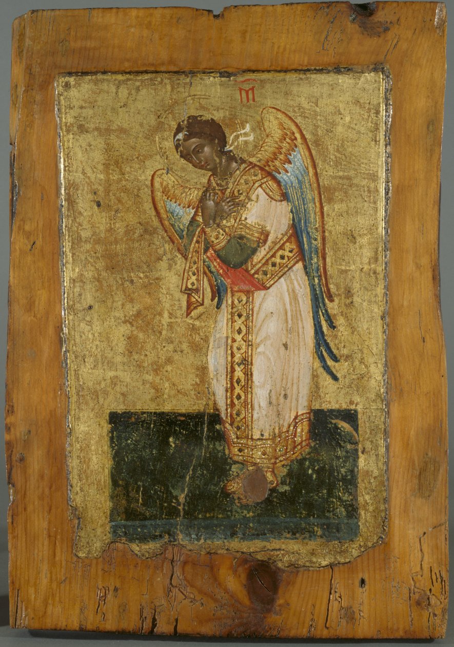 Ícone do Arcanjo Miguel (tempera de ovo no painel) de Greek School