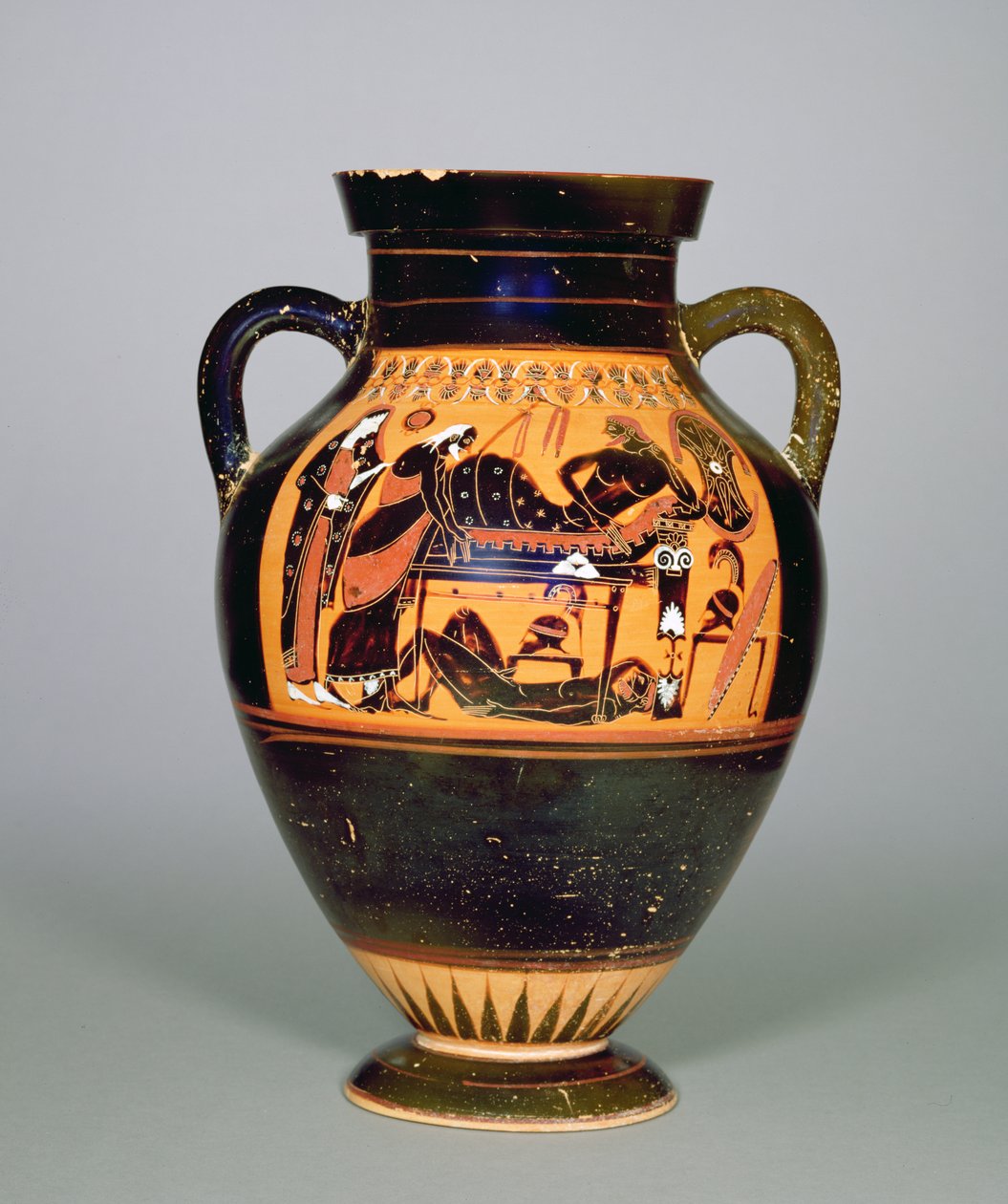 Ânfora representando Príamo e Aquiles, c.550 aC (cerâmica) (ver também 293741-42 e 307550) de Greek
