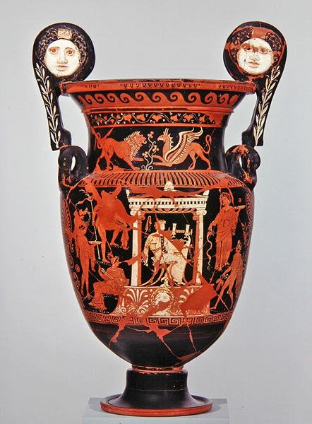 Cratera Apuliana de algarismo vermelho, c.375-350 a.C. (cerâmica) de Greek