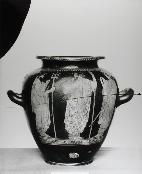 Estames áticos de figuras vermelhas representando Poseidon, Zeus e Hera, 525-400 aC (cerâmica) de Greek
