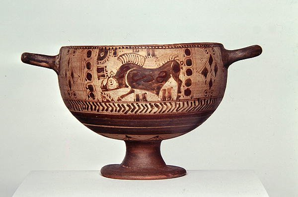 Kotyle de dígitos pretos, c.600-500 BC (cerâmica) (ver também 307544 e 307546) de Greek