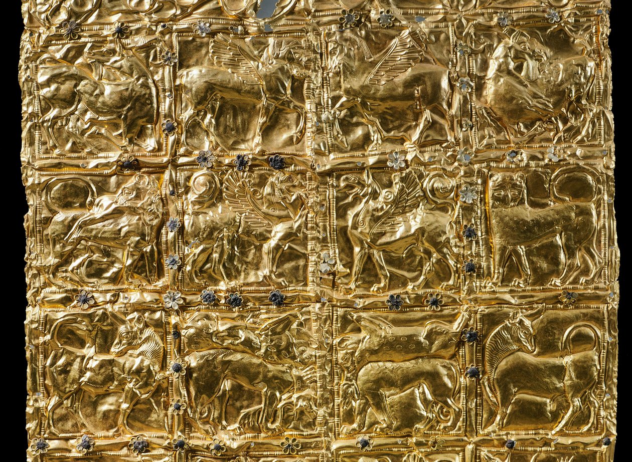 Folha com decoração em relevo de Delphi (ouro) (detalhe de 593279) de Greek