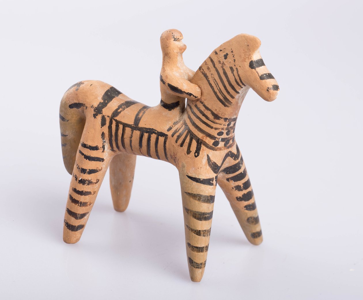 Cavalo e cavaleiro, provavelmente de Boetia, Grécia, Período Arcaico, c.550 a.C. (terracota) de Greek