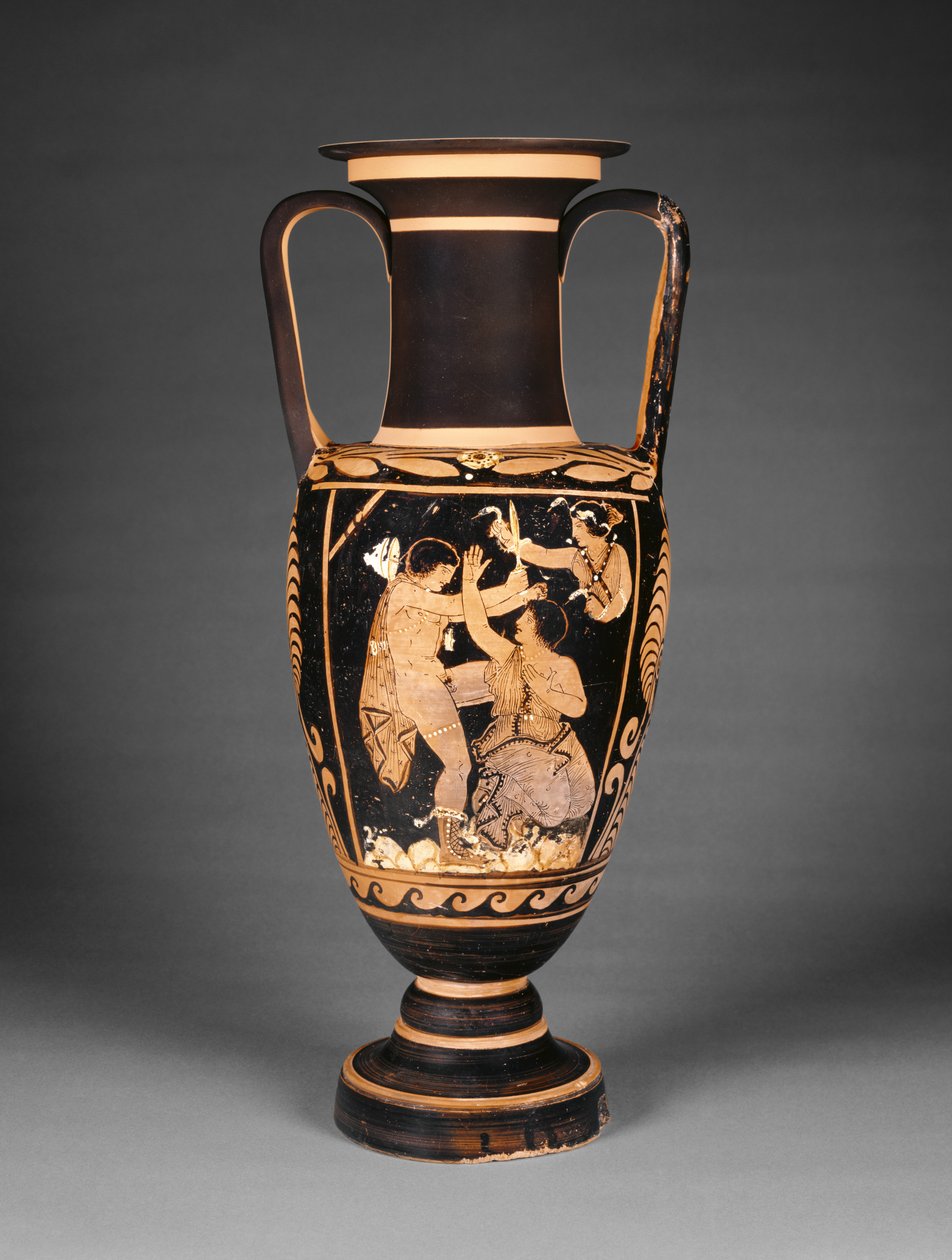 Ânfora de pescoço de figura vermelha paestã, c.340 aC (terracota) de Greek