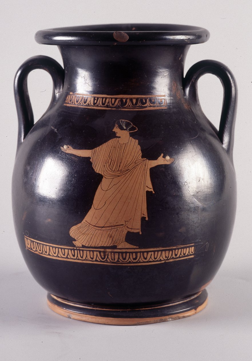 Pintura em jarro: Representação de Orithye, jogando bola, ela é a filha do rei de Atenas. É perseguida por Borée representada no outro lado do vaso (35250), 440 AC. BNF, Escritório da Medalha. de Greek