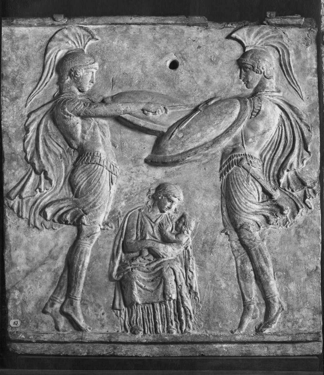 Placa Campana, Dança dos Curetes, de Myrina, Ásia Menor (terracota) de Greek