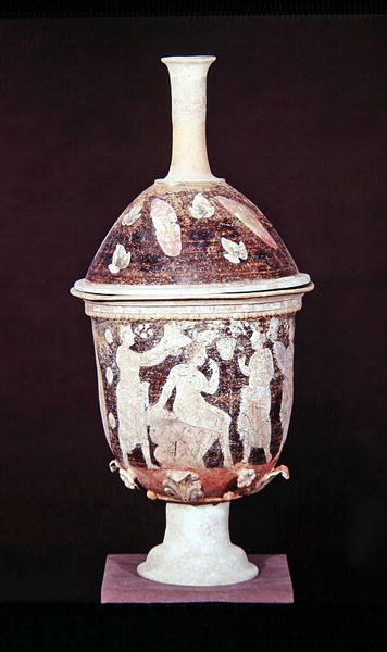 Pyxis com tampa, c.200-180 BC (cerâmica) de Greek