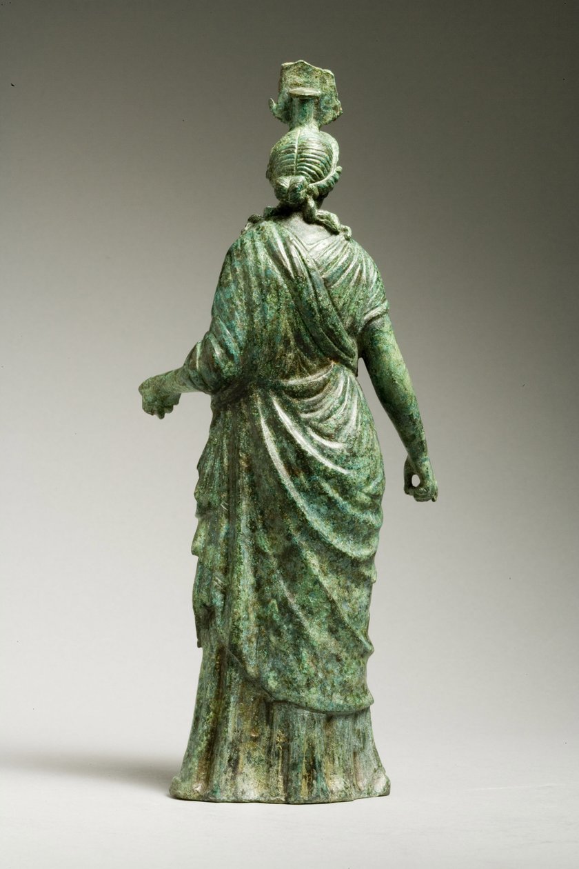 Vista traseira, de, um, estátua, de, isis, fortuna, helenistic, primeiro século, BC-1st, século, anúncio, (bronze), (ver, 270388, para, vista dianteira) de Greek