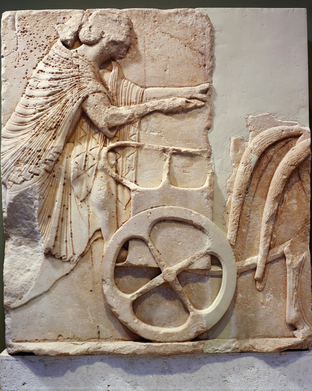 Alívio de corredor na sua carruagem, 520 a.C. (mármore) de Greek
