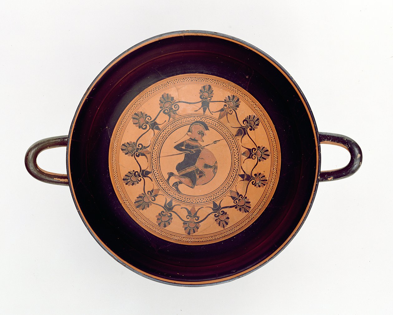 Taça Siana representando um guerreiro, c.560 aC (argila) de Greek
