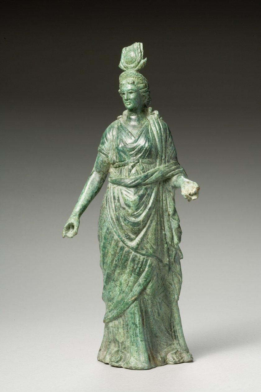 Estátua de Isis Fortuna, helenística, século I aC - primeiro século dC (bronze) (ver 270388 para visão traseira) de Greek